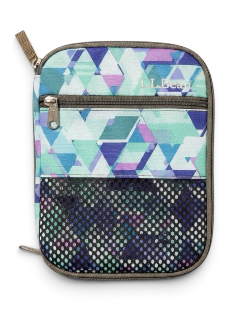 L.L. Bean Insulated Lunch Box Cooler Bag Geometric Print Aqua Purple Kids O/S
